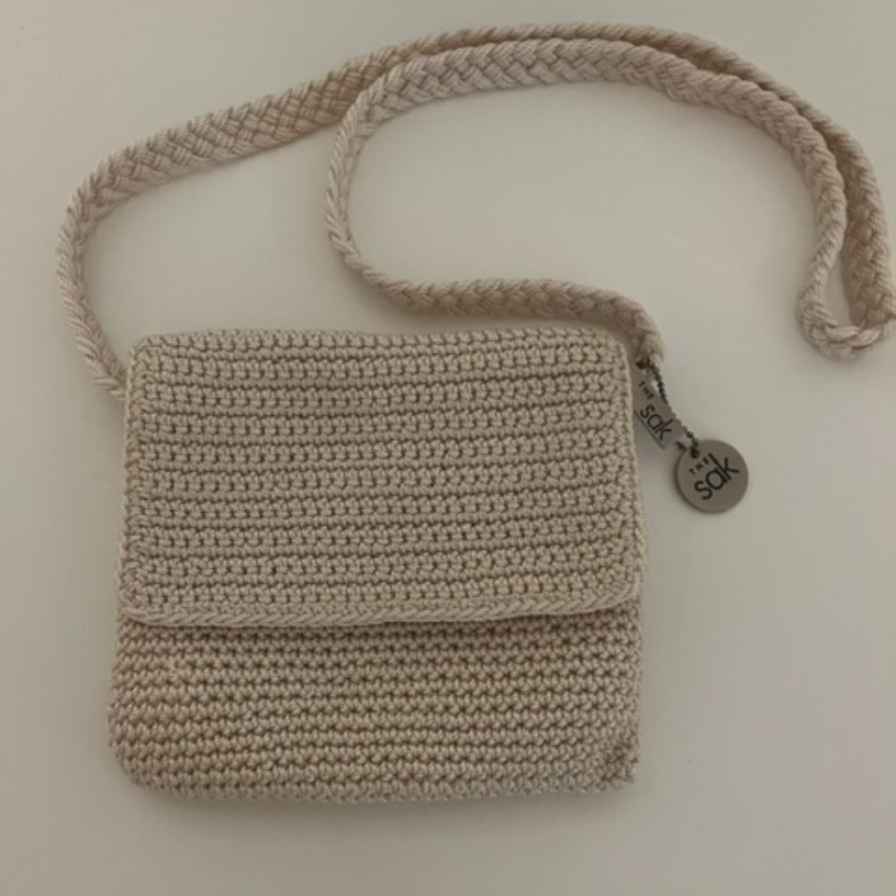 The Sak original crochet cream crossbody shoulder bag purse